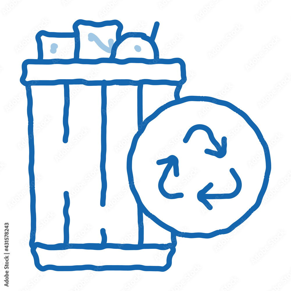 Poster waste recycling doodle icon hand drawn illustration