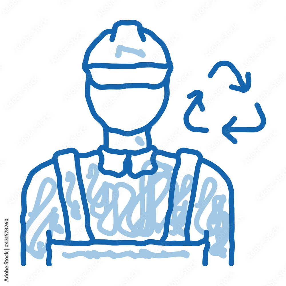 Poster environmental worker doodle icon hand drawn illustration