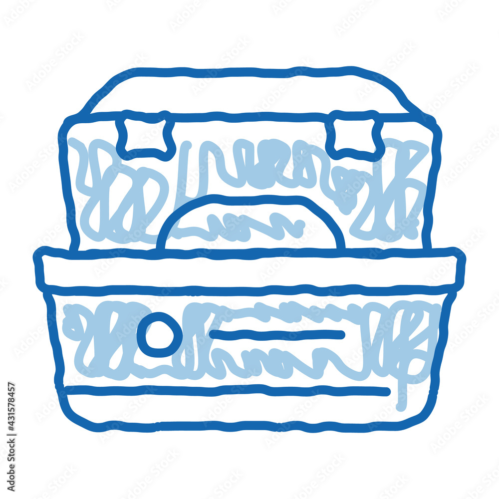 Sticker boxes trays doodle icon hand drawn illustration