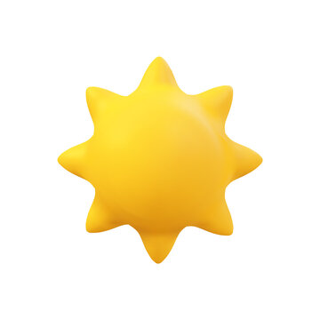 3d Vector Sun realistic illustration. Summer Solar object isolated on white. Minimal cartoon weather sunshine