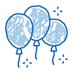 three balloons doodle icon hand drawn illustration