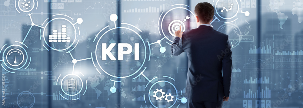 Aufkleber kpi key performance indicator business internet technology concept on virtual screen