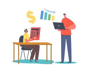 Budget Deficit, Economic Crisis, Defaulted Economy, Sale Drop. Businesspeople Look on Chart Going Down. Finance Decrease