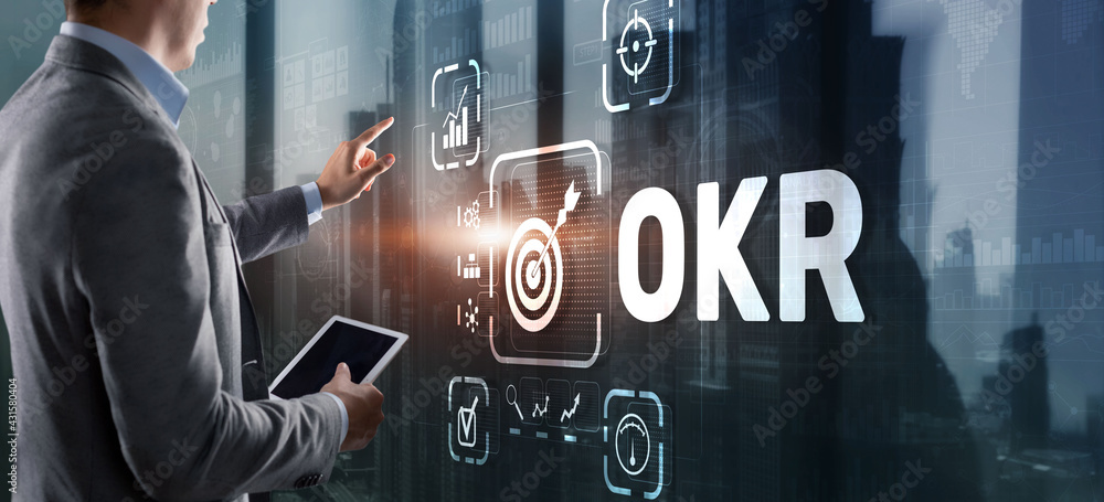 Poster objectives and key results okr. methods for project management