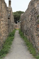 Way in ancient city of Pompeii, Italy