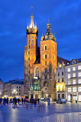 Old Town square in Krakow, Poland - obrazy, fototapety, plakaty