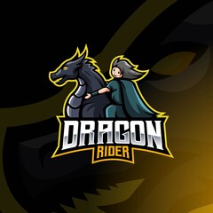 Dragon rider mascot esport logo design