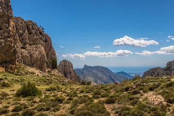 Fototapeta na wymiar Mallada del Llop, rocky mountains in the province of Alicante (Spain).