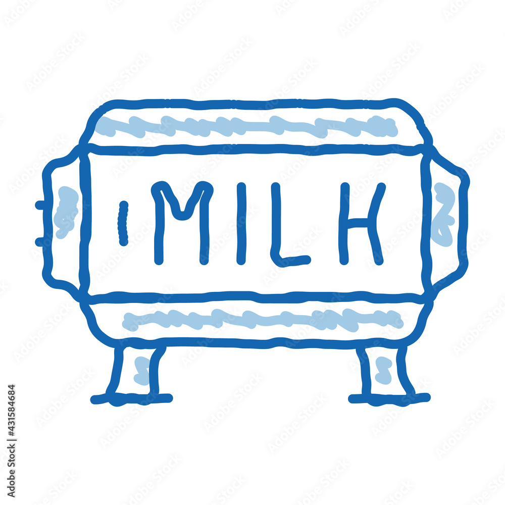 Poster amount of milk in tank doodle icon hand drawn illustration