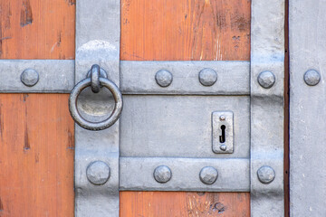 Castle door with lock and fittings