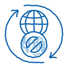 worldwide ban doodle icon hand drawn illustration