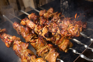 Grilled marinated meat, barbecue