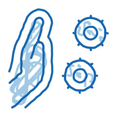 hand stop viruses doodle icon hand drawn illustration