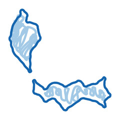 malaysia on map doodle icon hand drawn illustration