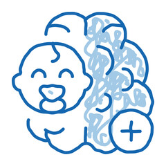 Obraz premium baby brain doodle icon hand drawn illustration