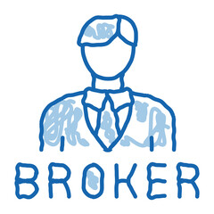 broker man doodle icon hand drawn illustration