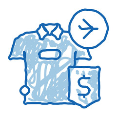purchase cash t-shirt duty free doodle icon hand drawn illustration