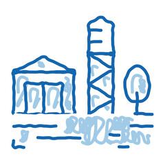 wooden tower with house doodle icon hand drawn illustration