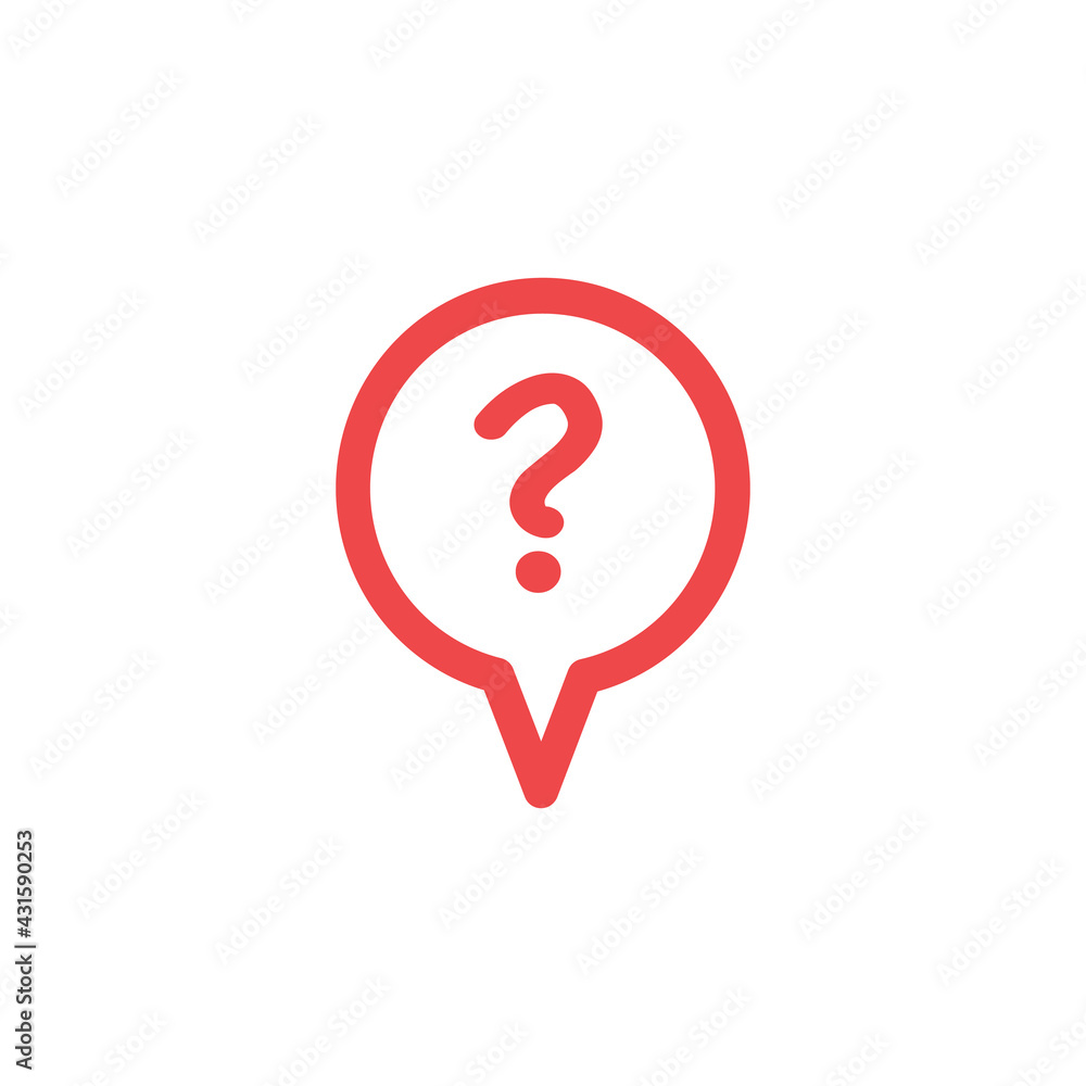 Poster speech bubble question icon in flat style isolated on gray background for your web site design, logo
