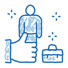 job approval person doodle icon hand drawn illustration