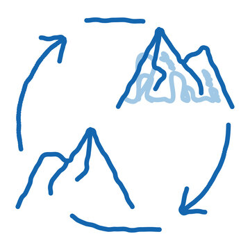 running between hills of al-safa and al marva doodle icon hand drawn illustration