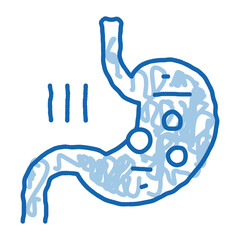 detection of infection in stomach doodle icon hand drawn illustration