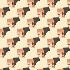 Pattern of model house on orange background