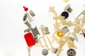 mostly aging or yellowed nylon retainers and other thingamajigs
