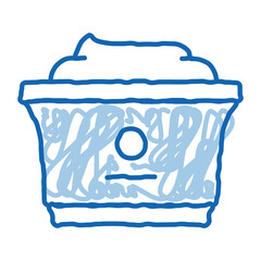 plastic cup of yogurt doodle icon hand drawn illustration