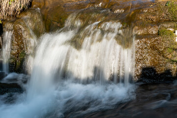 Long exposure of a waterfall just upstream of Robbers Bridge in Exmoor National Park