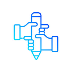 Teamwork related vector linear gradient icon. Synergy, collaboration, research, meetings and more