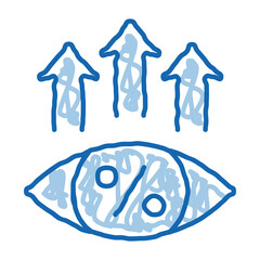 money eye growth up doodle icon hand drawn illustration