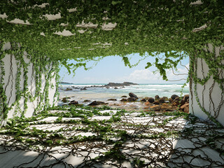 Fototapety  House with sea views and green plants
