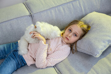 Little girl boring staying at home