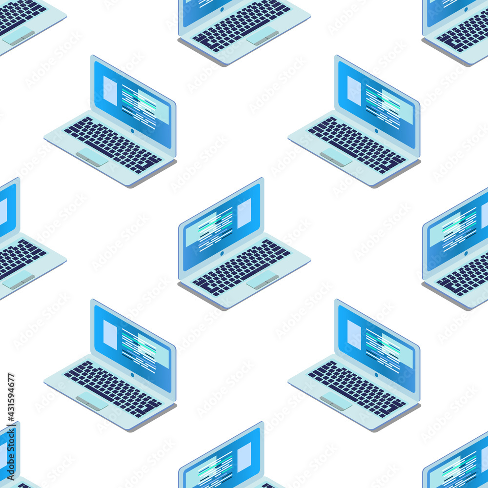 Aufkleber laptop seamless flat pattern for background with 3d effect. material design eps