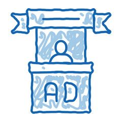 advertising reception center doodle icon hand drawn illustration