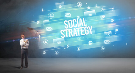 businessman defending with umbrella concept