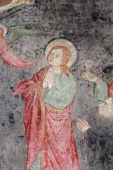 l'Apostolo Giovanni sotto la croce; particolare di affresco nella chiesa di San Cristoforo sul...