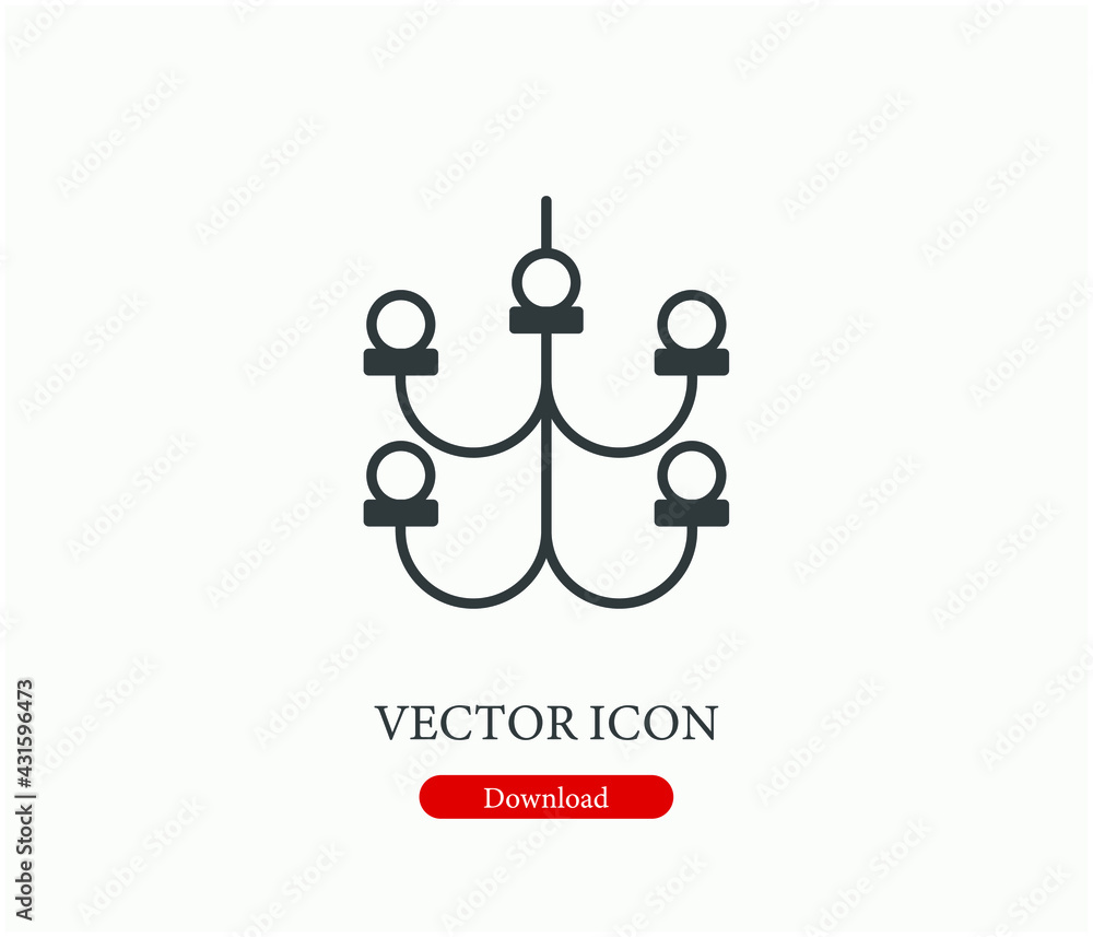 Poster chandelier vector icon. editable stroke. linear style sign for use on web design and mobile apps, lo
