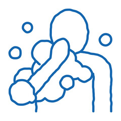taking shower doodle icon hand drawn illustration