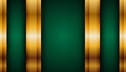 Realistic paper green style luxury with golden line on dark 3d abstract presentation background