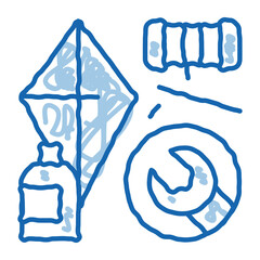 homemade hand kite doodle icon hand drawn illustration