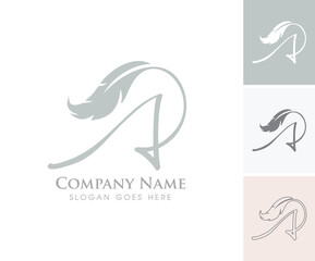 A Vector Illustration of Feather Monogram Initial Letter A
