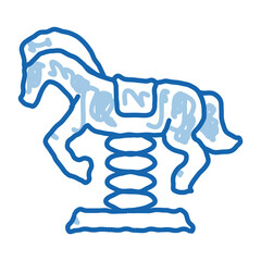 Obraz premium horse ride for children doodle icon hand drawn illustration