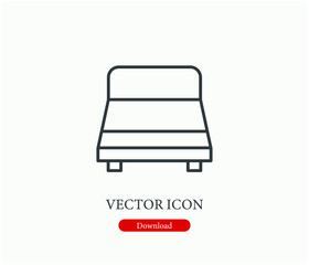 Bed vector icon.  Editable stroke. Linear style sign for use on web design and mobile apps, logo. Symbol illustration. Pixel vector graphics - Vector