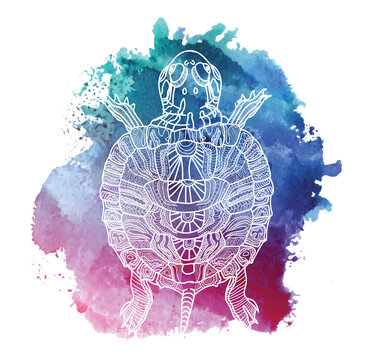 Pond slider. Doodling coloring book. A drawing with many details. Meditative coloring. Dots, strokes, patterns.