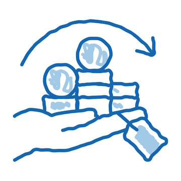 recommend clip art: renewal re-investing mountains of coins doodle icon hand drawn illustration