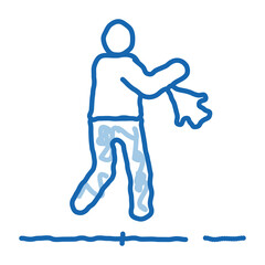 work with movement of man doodle icon hand drawn illustration