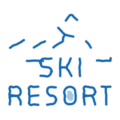 ski resort doodle icon hand drawn illustration