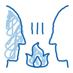 interracial conflict doodle icon hand drawn illustration